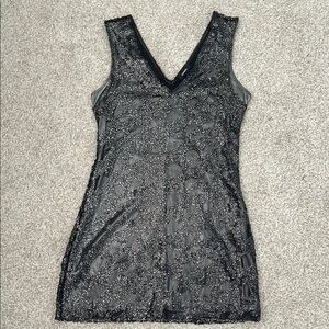 Black and Silver Sequin Sleeveless Dress